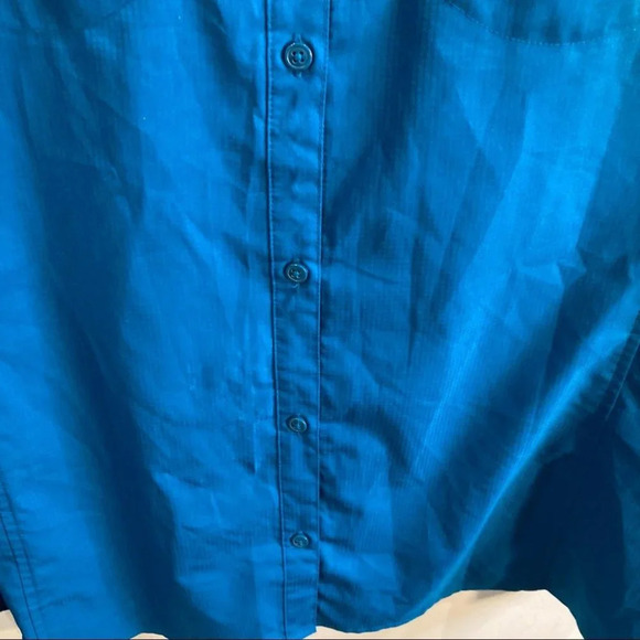 COLUMBIA Sz 2X  Short Sleeve Button Up Omni-Shade Dark Turquoise Blouse Pockets - Picture 5 of 12